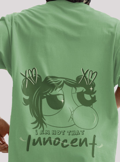 Cute Cartoon Print Green Oversized T-shirt