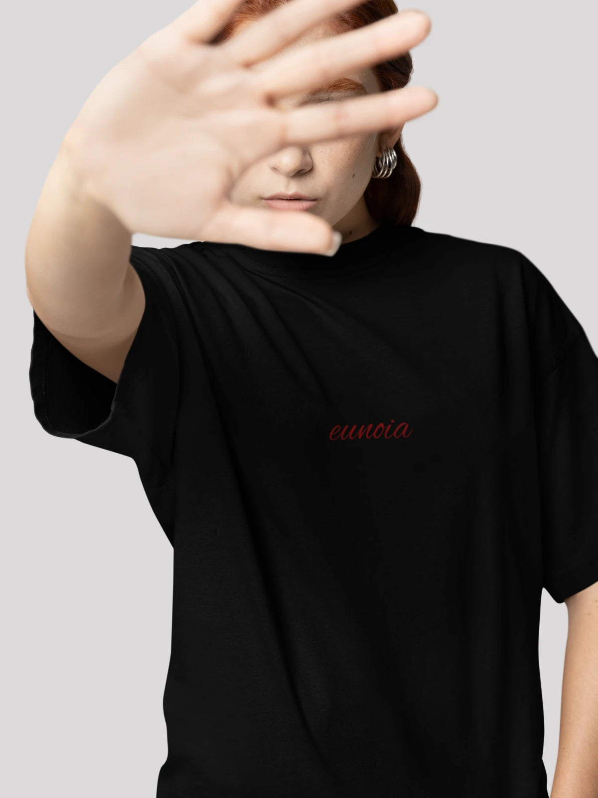 Eunoia: Aesthetic Black Typography Comfy Oversized T-shirt