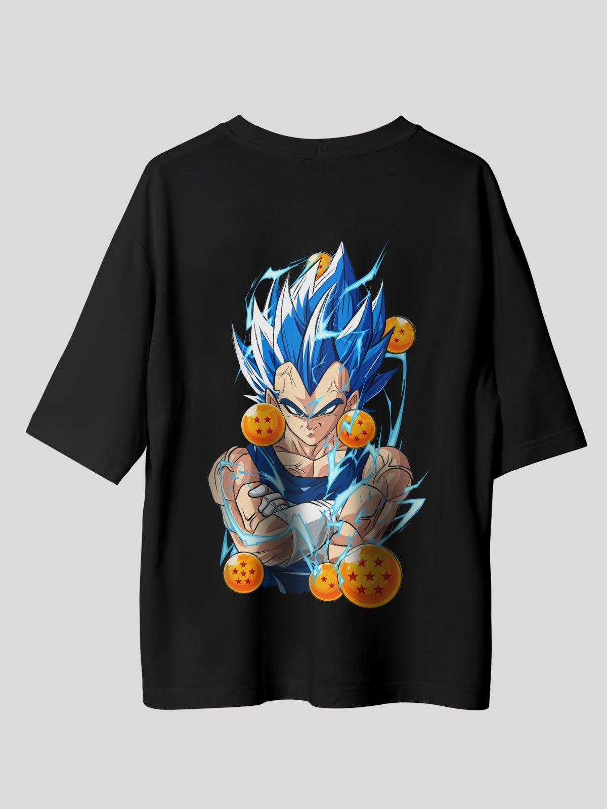 Vegeta Power Anime Unisex Oversized  T-shirt-Black