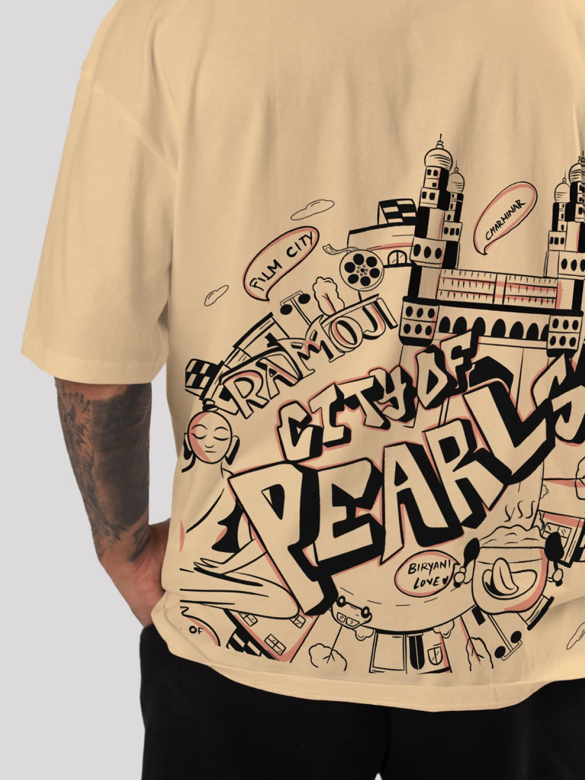 Retro Hyderbad - themed Oversized Printed T-shirt