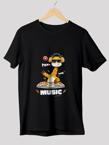 Musical Giraffe Print Funky Music Themed T-shirt