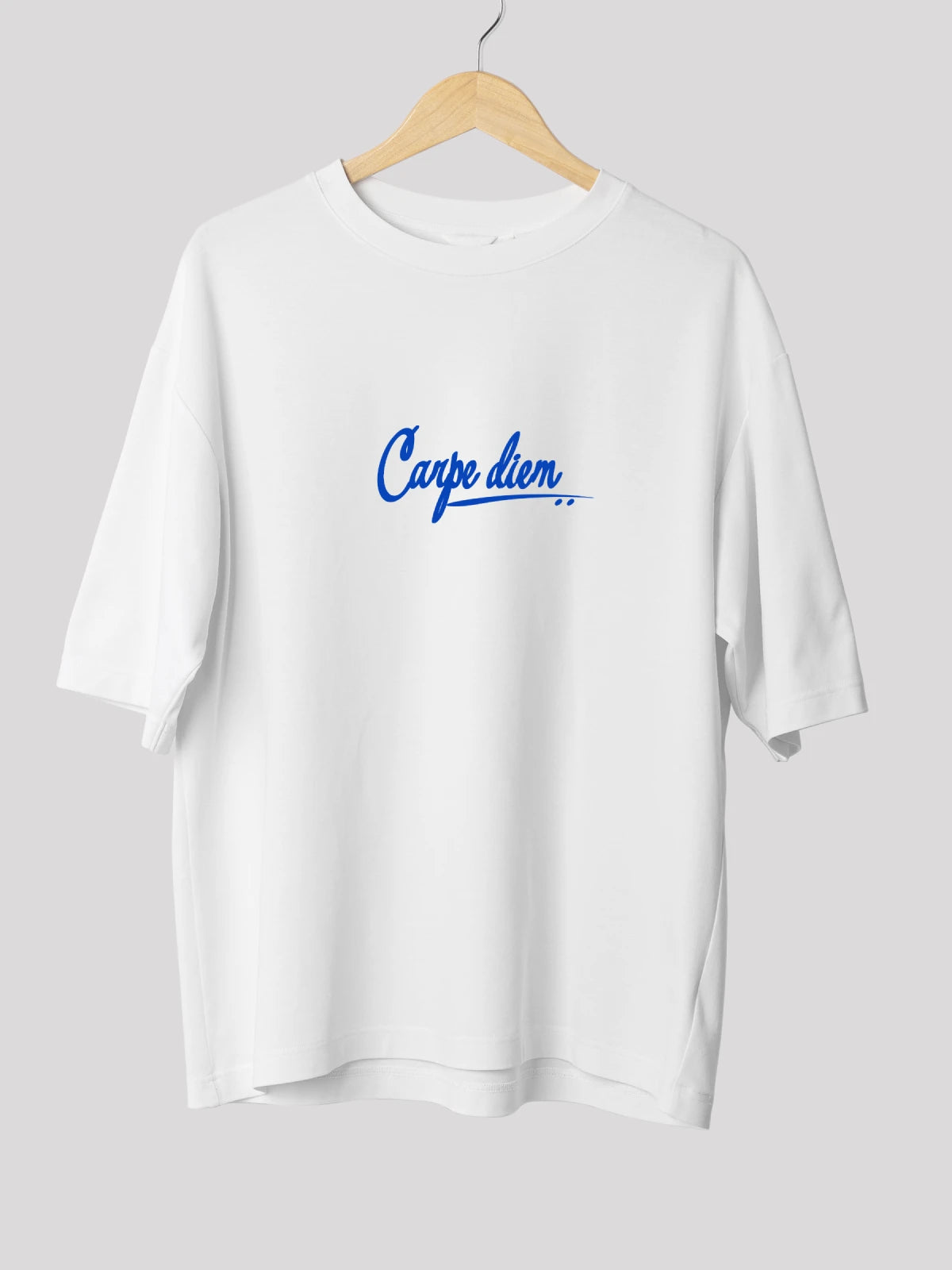 Carpe Diem White Typography Motivational Print Oversized T-shirt