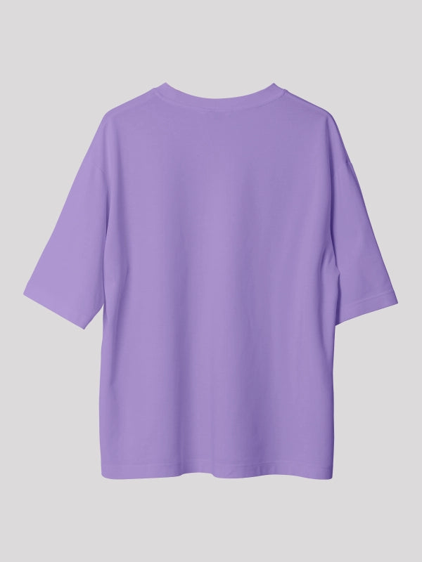 Lavender Solid Round Neck Oversized Cotton T-shirt