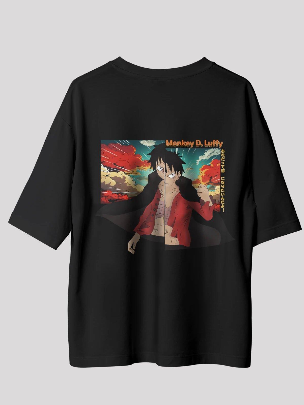 Luffy Anime Unisex Oversize T-Shirt-Black