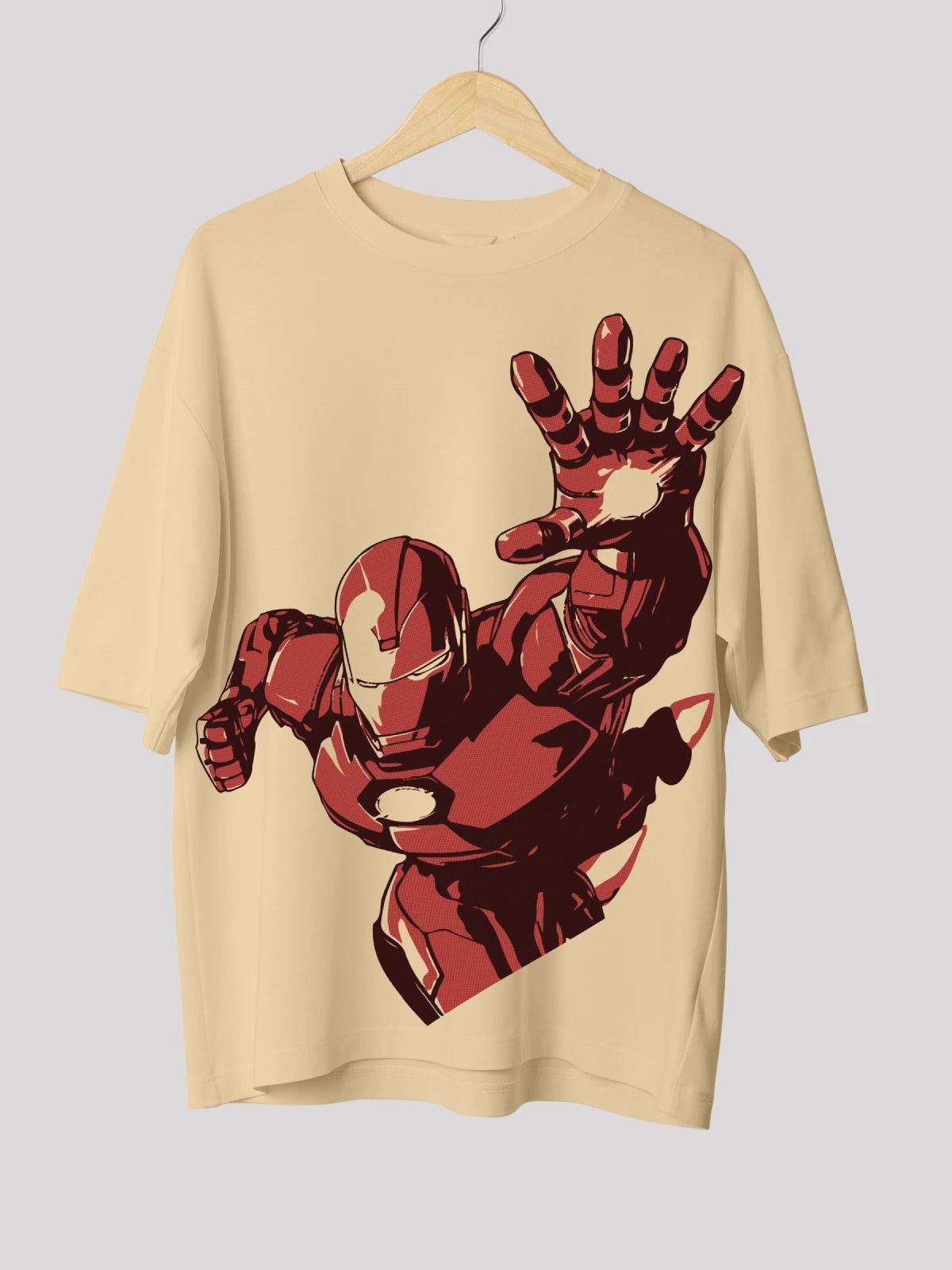 Invincible Ironman Beige Oversized Printed T- shirt