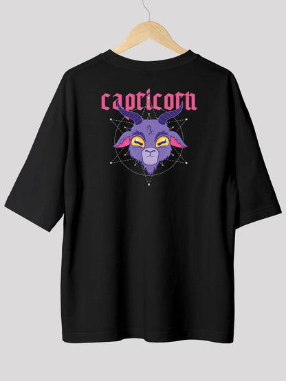 Capricorn Zodiac Unisex Oversize T-Shirt-Black