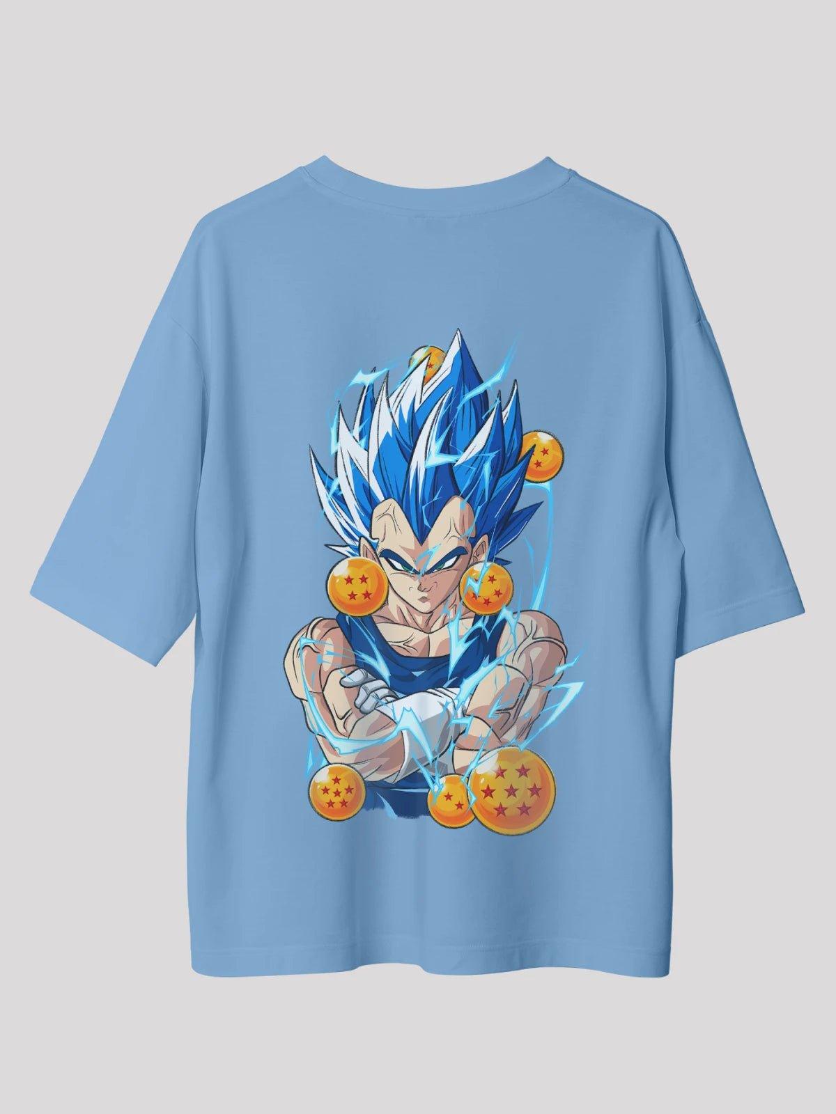 Vegeta Power Anime Unisex Oversized  T-shirt-baby blue