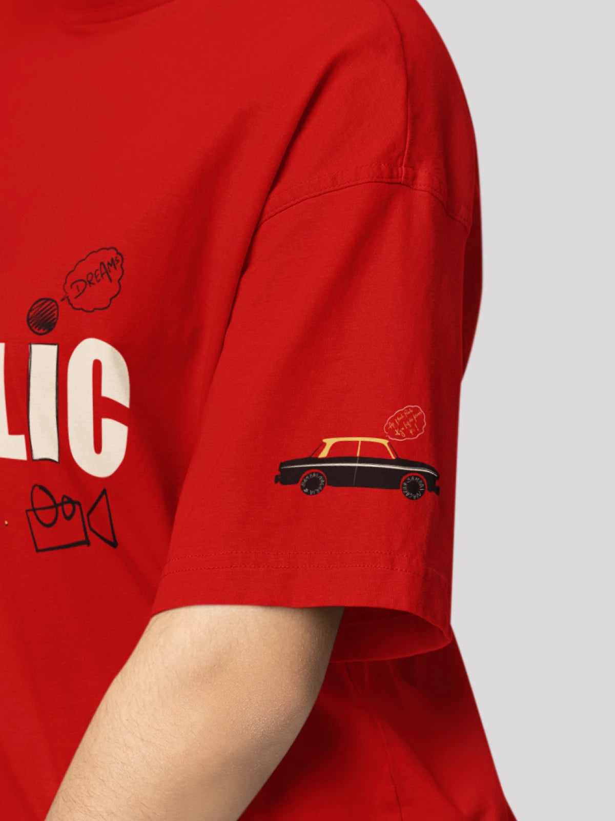 Kya Bolti Public: Bombay Themed Red Streetwear Oversized T-shirt