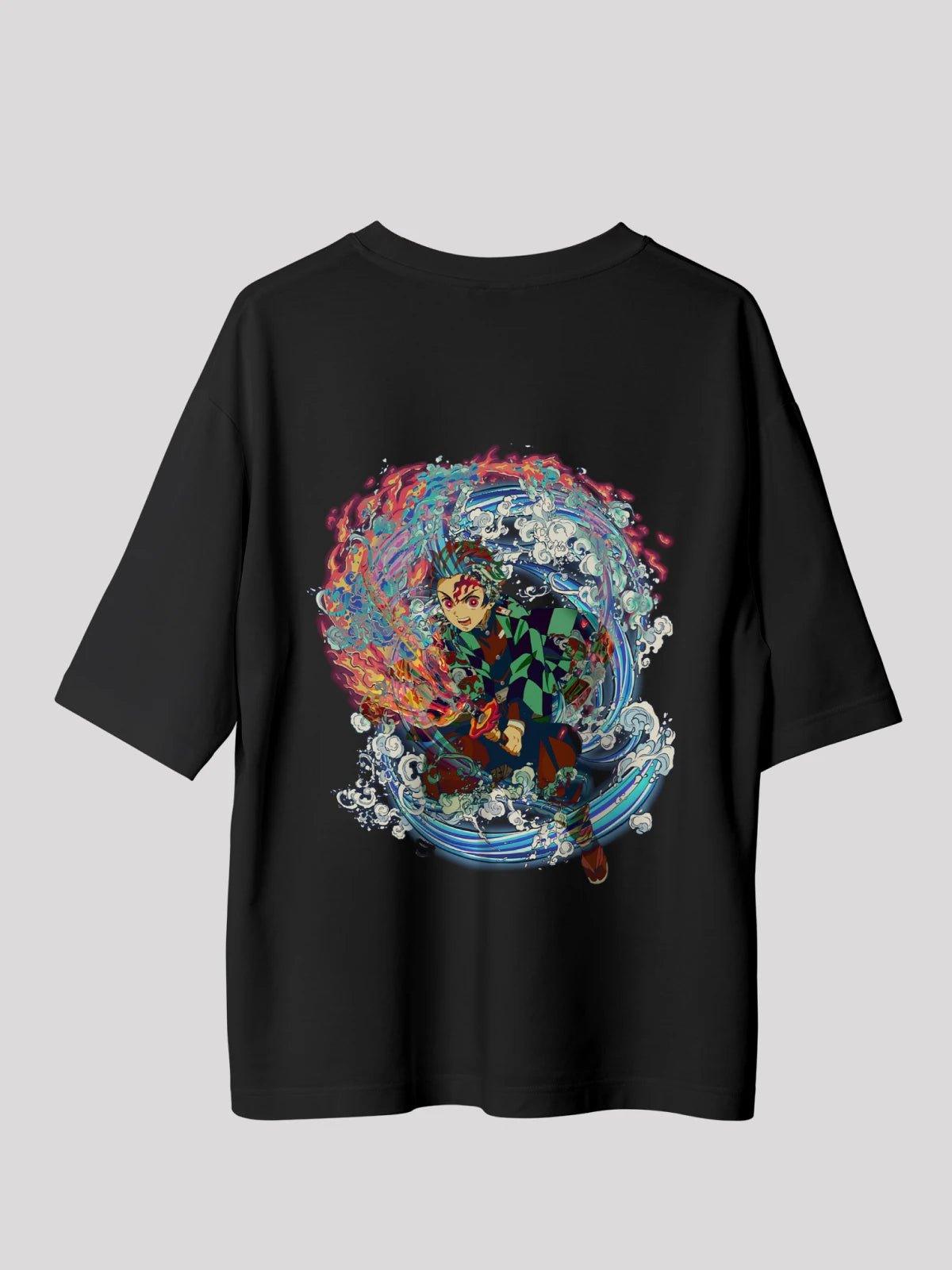 Tanjiro Anime Unisex Oversize T-Shirt-Black