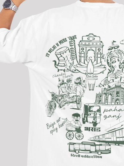 Delhi Se Hu: City-Themed White Back Print Oversized T-shirt