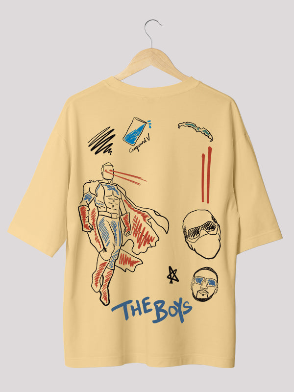 The Boys Funky Doodle Print Oversized Streetwear T-shirt