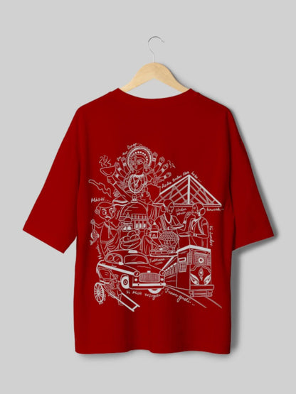 Kolkata - Illustrated Red Unisex Graphic T-shirt