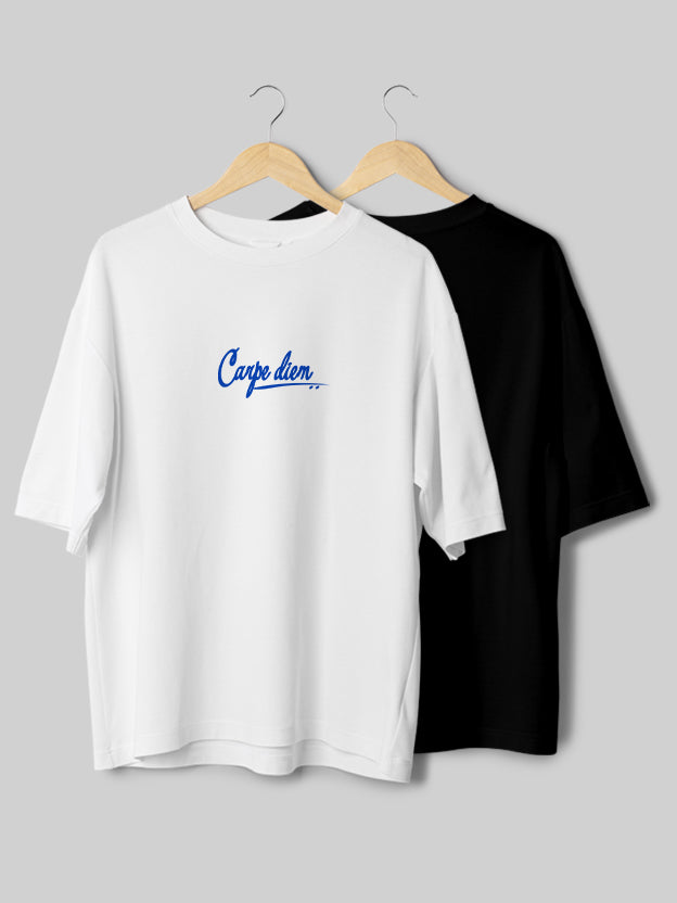 Carpe Diem & Plain Black Oversize T-Shirt
