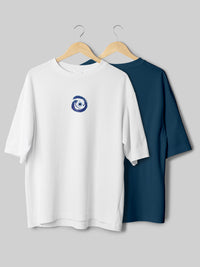 Evil Eye & Plain Navy Blue Oversize T-Shirt