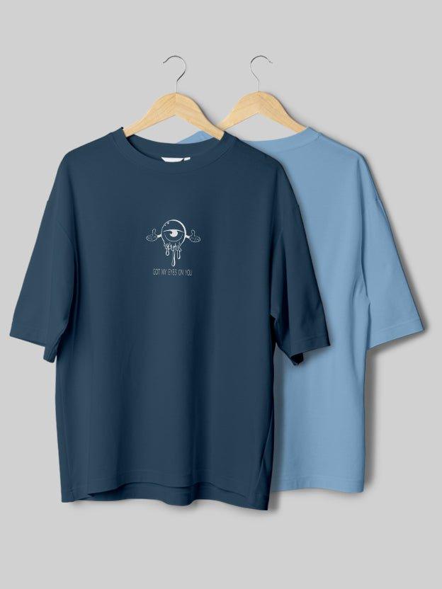 Got My Eyes On You & Plain Baby Blue Oversize T-Shirt