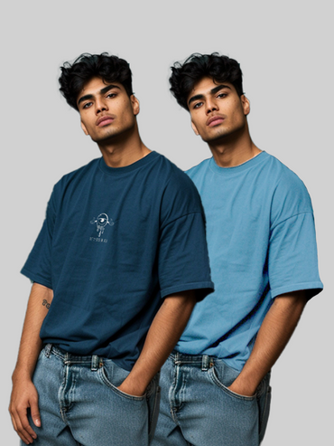 Got My Eyes On You & Plain Baby Blue Oversize T-Shirt