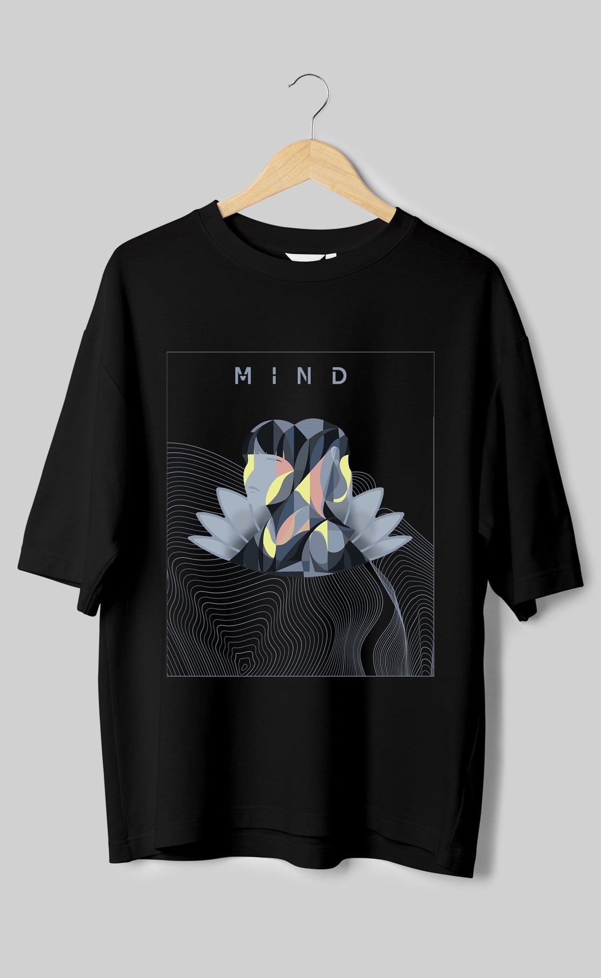 Calm Mind Black Unisex Oversized T-Shirt