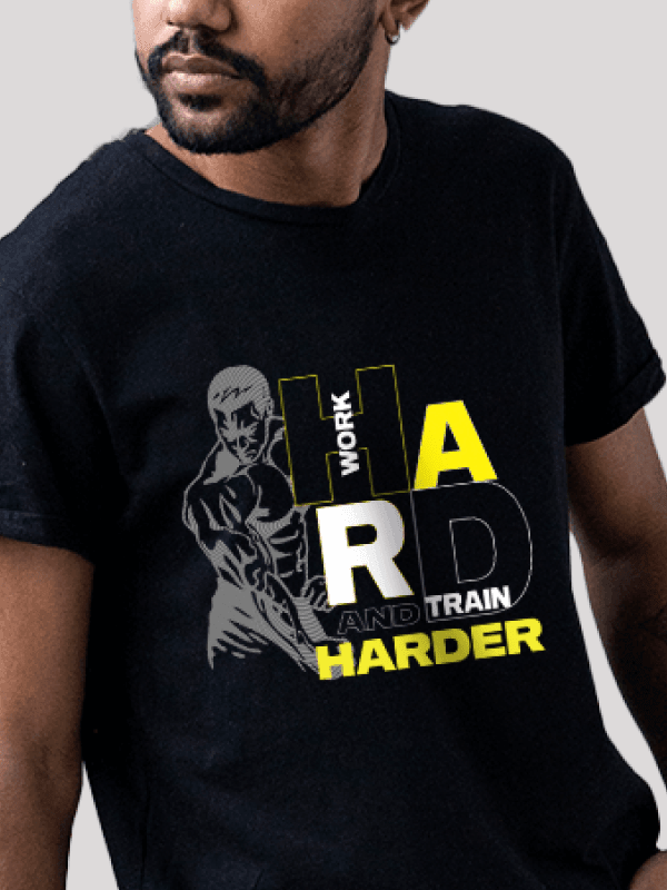 Work Hard Train Hard Black Unisex T-Shirt