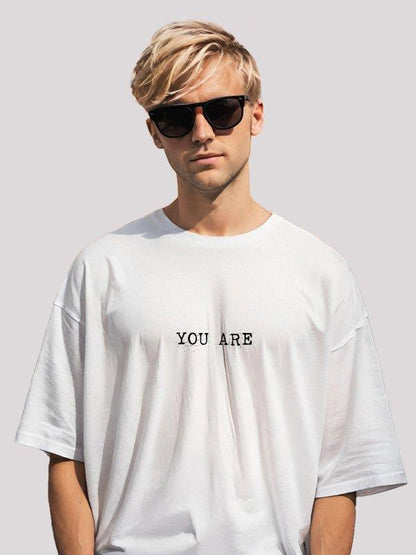 Buddy Bash white oversized T- shirts with printed text, Unisex