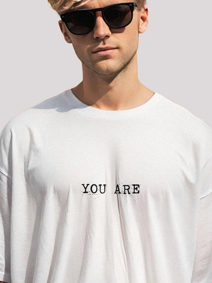 Buddy Bash white oversized T- shirts with printed text, Unisex