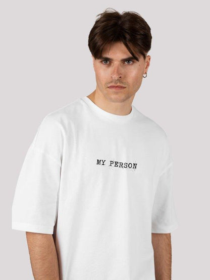 Buddy Bash white oversized T- shirts with printed text, Unisex