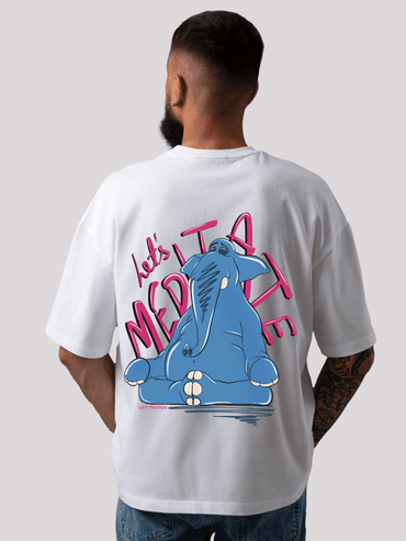 Let's Meditate elephant Men's oversized t-shirt