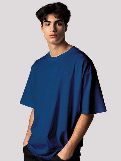 Plain Navy Blue Unisex Oversized T-shirt