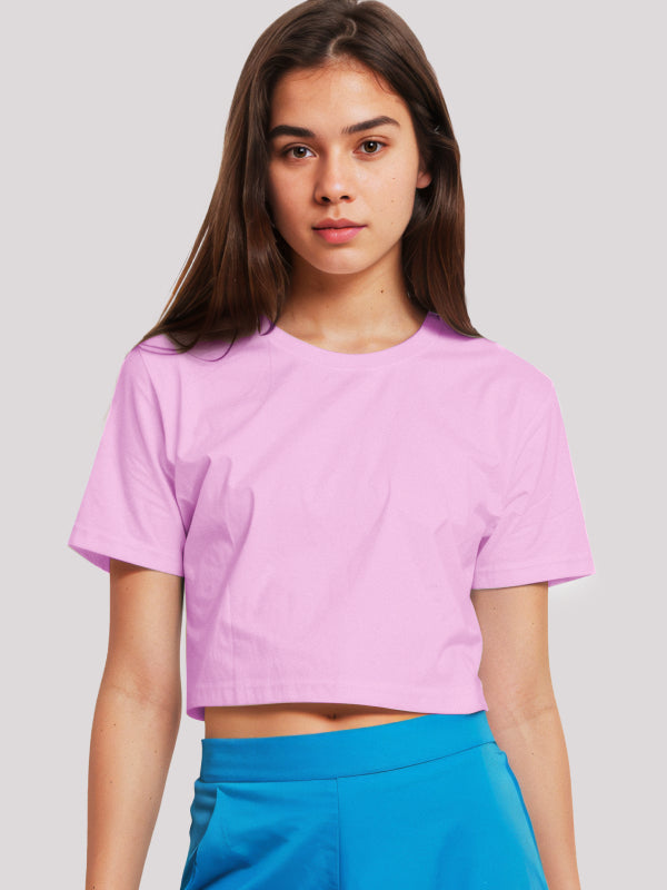 Light Pink Plain Crop Top for Women