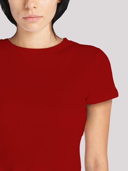 Maroon Plain Crop Top for Women