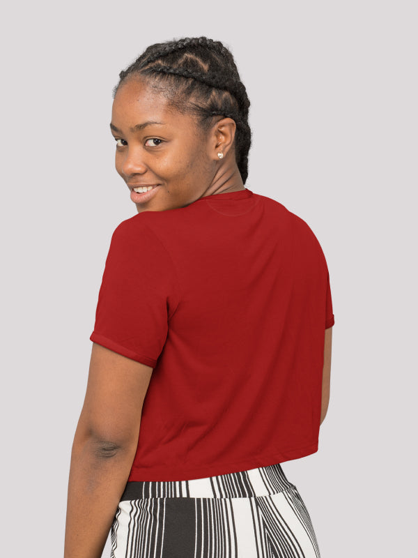 Maroon Plain Crop Top for Women