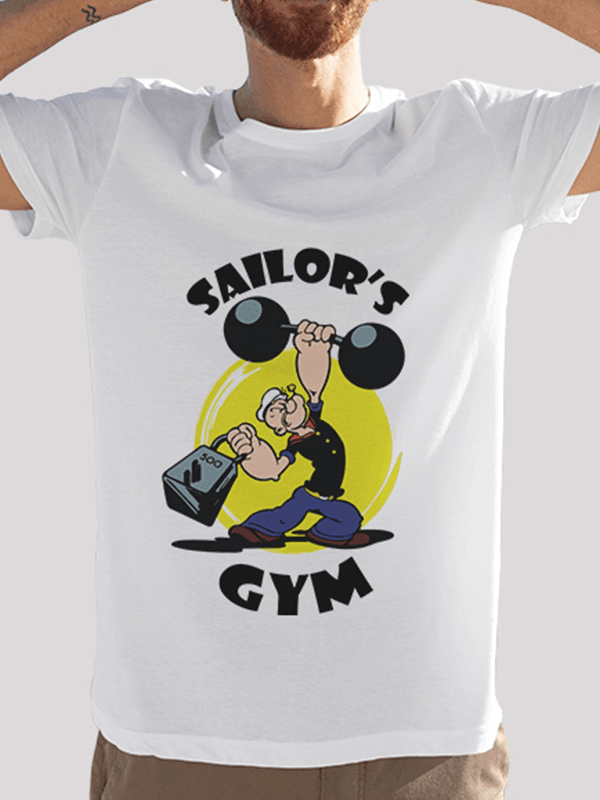 Popeye's Gym White Unisex T-Shirt