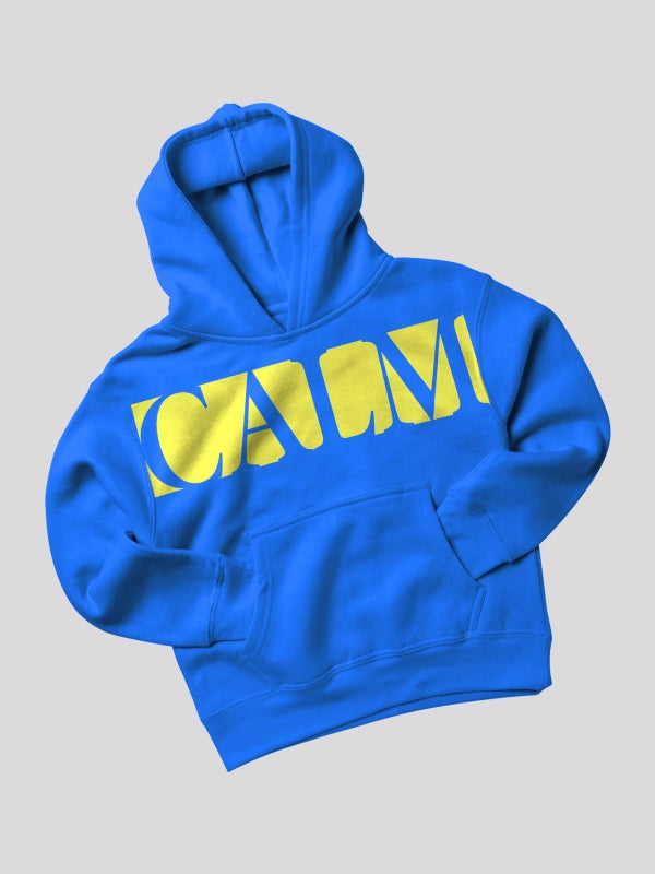 Calm - Typography Blue Oversized Heavyweight Cotton Hoodie