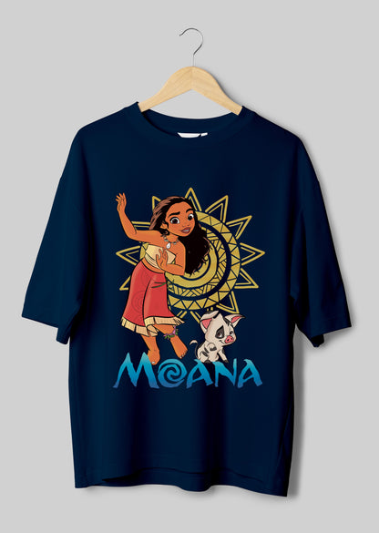 Moana: The Voyager Oversized Graphic Cotton T-shirt for Women