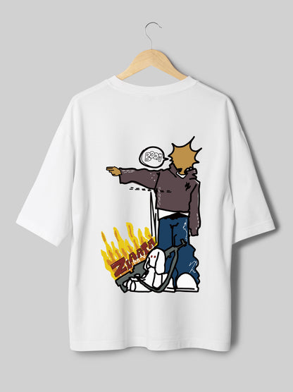 Eternal Flame Zlaata- White Graphic Unisex Oversized T- Shirt