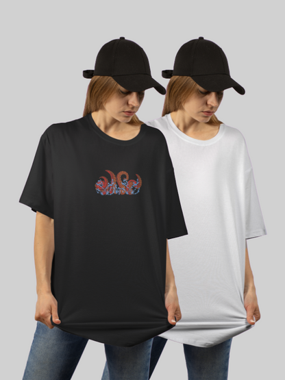 Octopus & Plain White Oversize T-Shirt