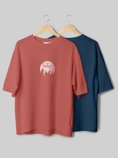 Pink Floyd & Plain Navy Blue Oversize T-Shirt