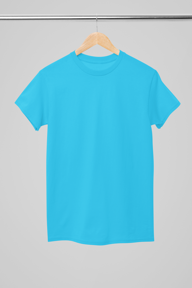 Plain Sky-blue Unisex T-shirt