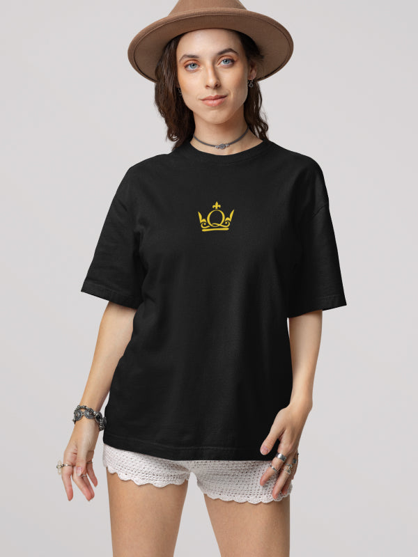 Unstoppable Queen Black Oversized Streetwear Graphic T-shirt