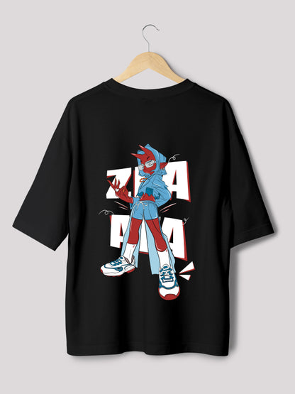 Street Scribble Zlaata- Cartoon Printed Oversized T- Shirt