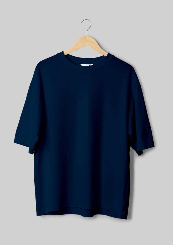 Plain Navy Blue Unisex Oversized T-shirt