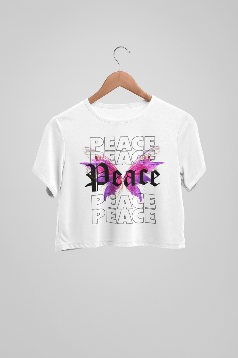 Peace White Crop Top For Women