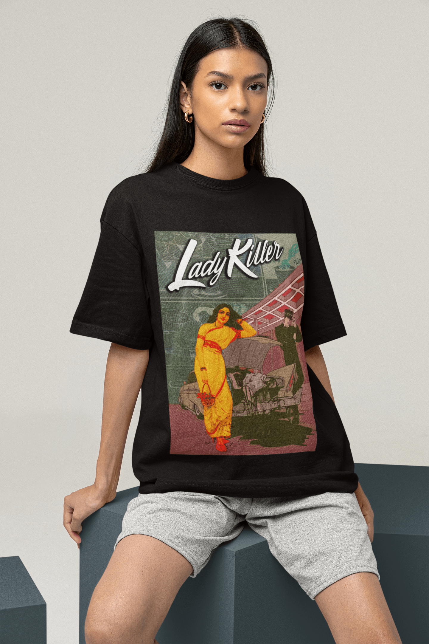 Lady Killer Black Oversized T-Shirt for Women